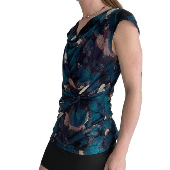 Classiques Entier Blue & Purple Cowl Neck Short Sleeve Blouse - Picture 2 of 8